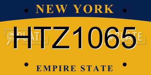 HTZ1065 New York License Plate