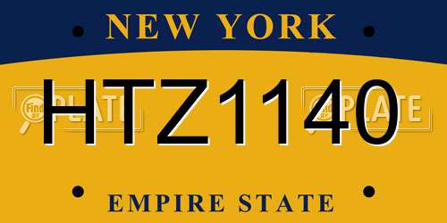 HTZ1140 New York License Plate