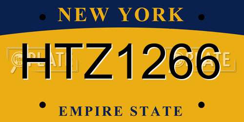 HTZ1266 New York License Plate