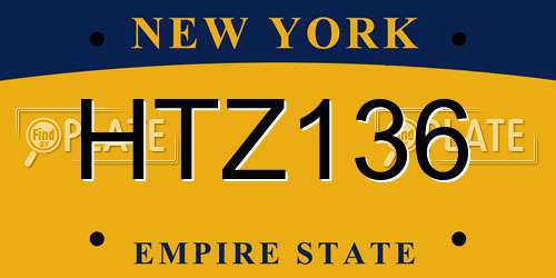 HTZ136 New York License Plate