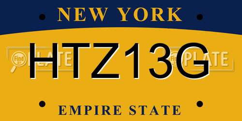 HTZ13G New York License Plate