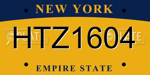 HTZ1604 New York License Plate