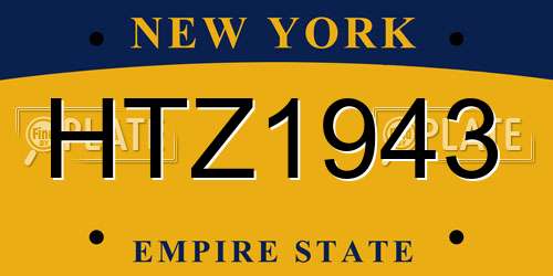 HTZ1943 New York License Plate