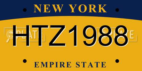 HTZ1988 New York License Plate