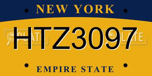 HTZ3097 New York License Plate