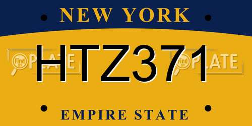 HTZ371 New York License Plate