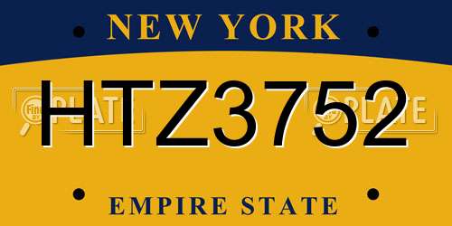 HTZ3752 New York License Plate