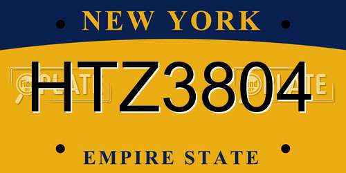 HTZ3804 New York License Plate