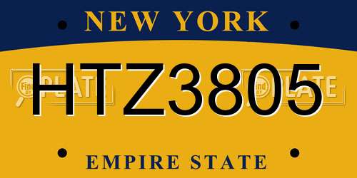 HTZ3805 New York License Plate