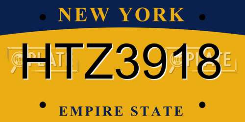 HTZ3918 New York License Plate