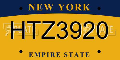 HTZ3920 New York License Plate