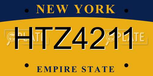 HTZ4211 New York License Plate