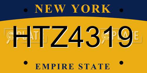 HTZ4319 New York License Plate