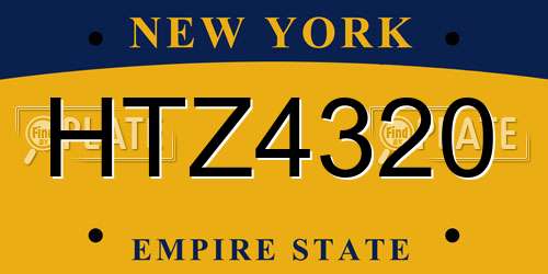 HTZ4320 New York License Plate