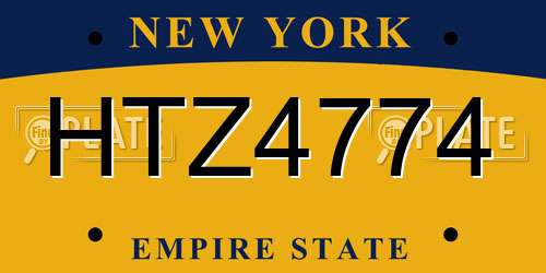 HTZ4774 New York License Plate