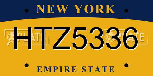 HTZ5336 New York License Plate