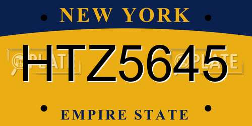 HTZ5645 New York License Plate