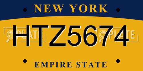 HTZ5674 New York License Plate