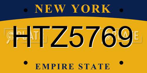 HTZ5769 New York License Plate