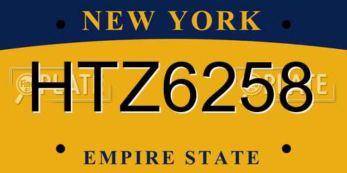 HTZ6258 New York License Plate