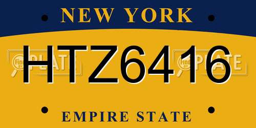 HTZ6416 New York License Plate
