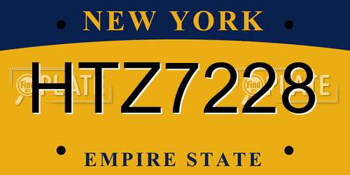 HTZ7228 New York License Plate