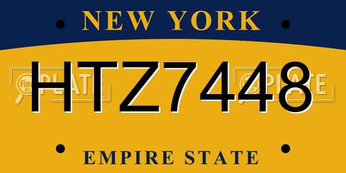 HTZ7448 New York License Plate