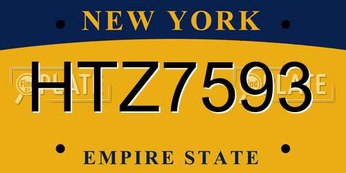 HTZ7593 New York License Plate