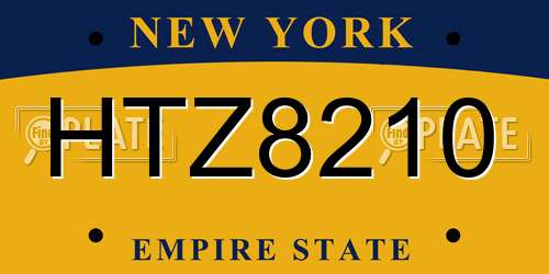 HTZ8210 New York License Plate