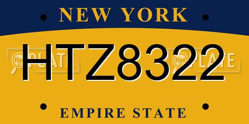 HTZ8322 New York License Plate