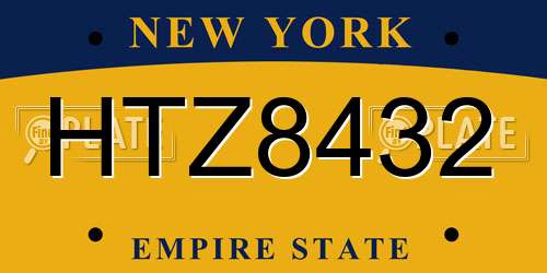 HTZ8432 New York License Plate