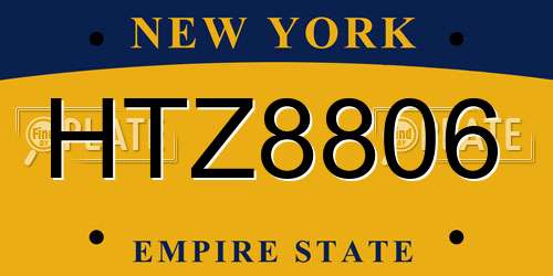 HTZ8806 New York License Plate