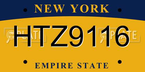 HTZ9116 New York License Plate