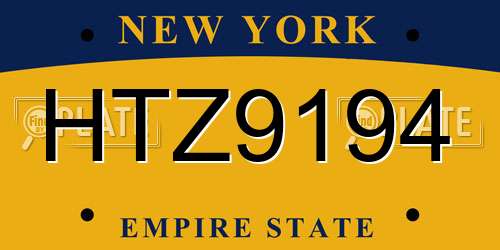 HTZ9194 New York License Plate