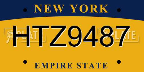 HTZ9487 New York License Plate