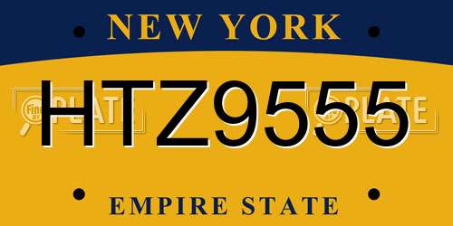HTZ9555 New York License Plate