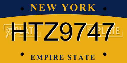 HTZ9747 New York License Plate