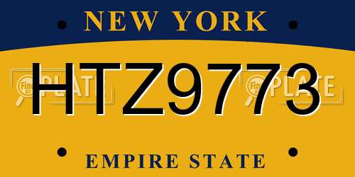 HTZ9773 New York License Plate