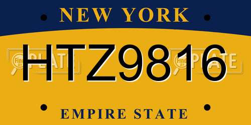 HTZ9816 New York License Plate