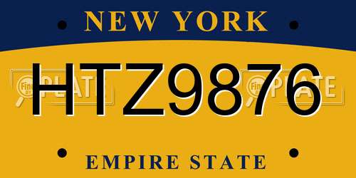 HTZ9876 New York License Plate