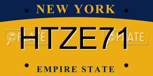 HTZE71 New York License Plate
