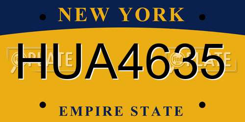 HUA4635 New York License Plate