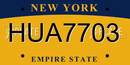 HUA7703 New York License Plate