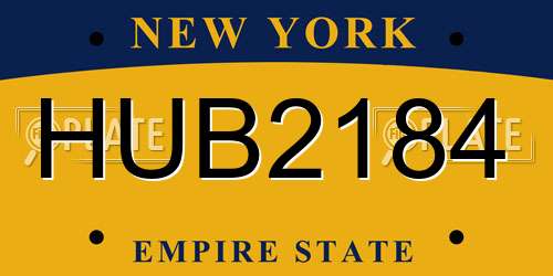 HUB2184 New York License Plate
