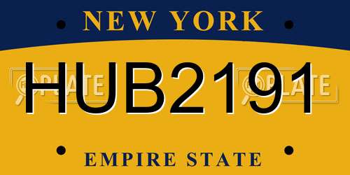 HUB2191 New York License Plate