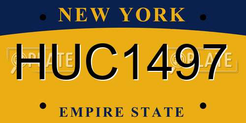 HUC1497 New York License Plate