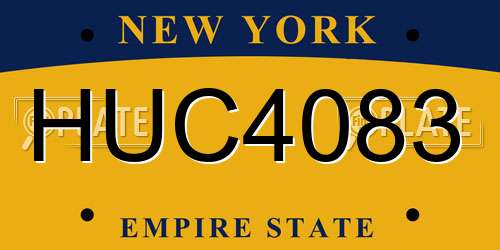HUC4083 New York License Plate