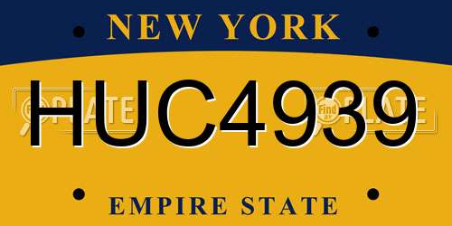 HUC4939 New York License Plate