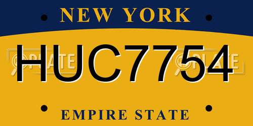 HUC7754 New York License Plate