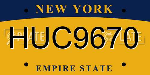HUC9670 New York License Plate